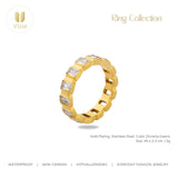 18K GOLD PLATED STAINLESS STEEL FINGER RING, INTENSITY