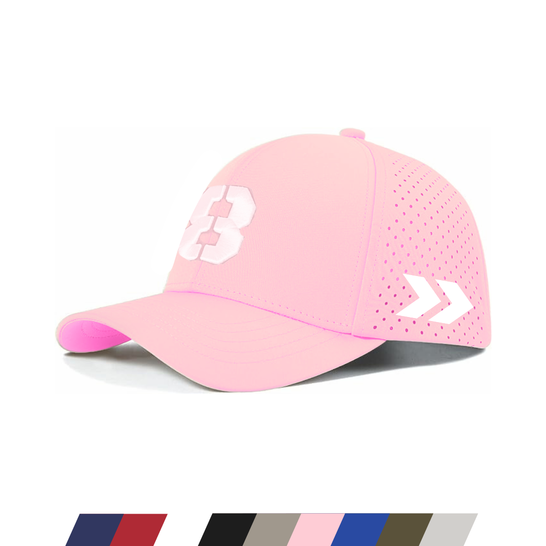 Number 8 Quick Dry Baseball Cap Laser Cut Mesh Ball Cap Curved