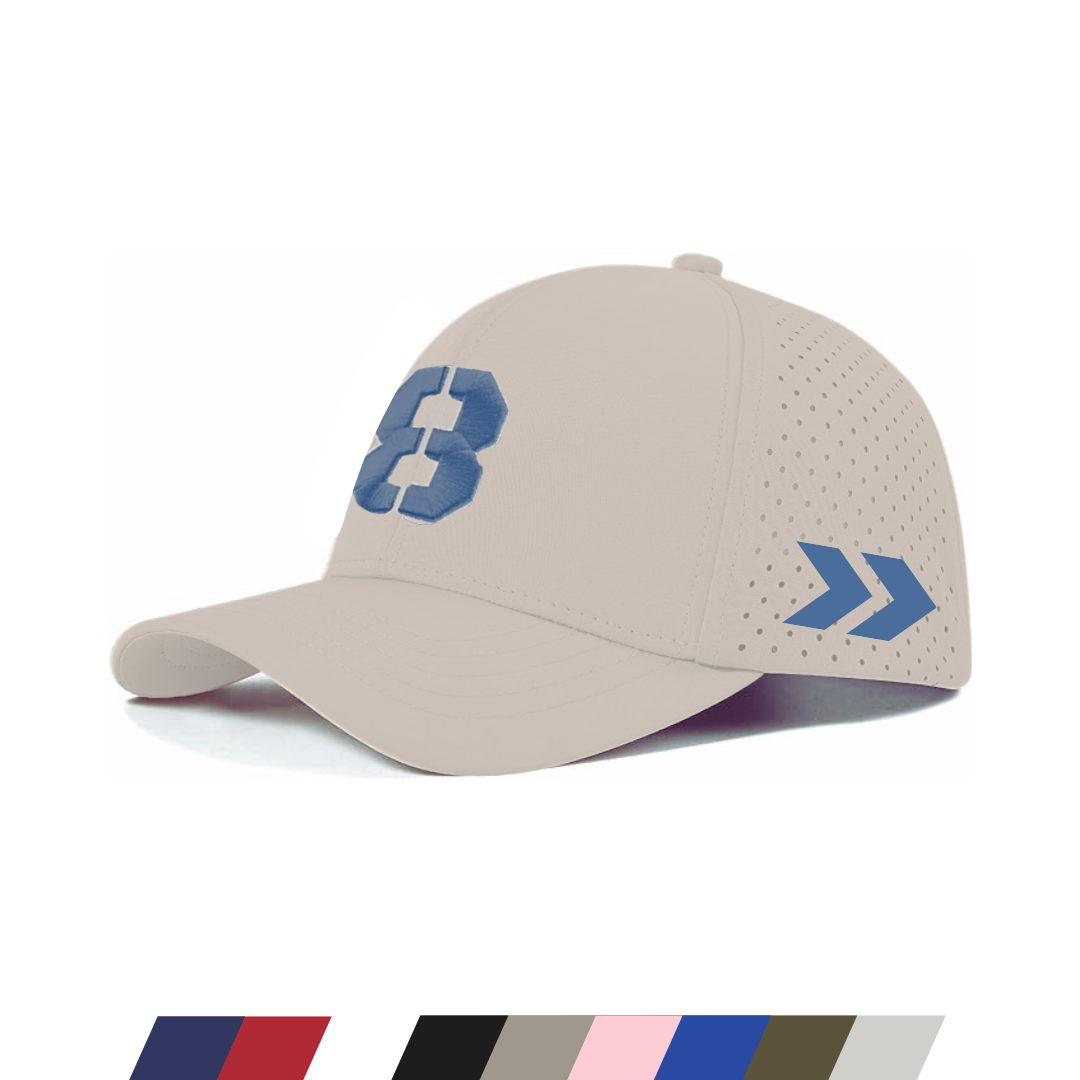 Number 8 Quick Dry Baseball Cap Laser Cut Mesh Ball Cap Curved