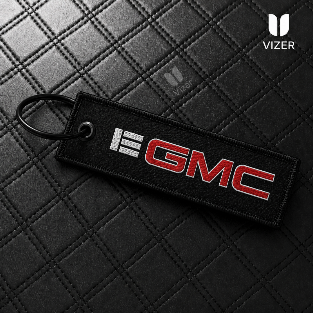 GMC BLACK KEYCHAIN WITH METAL KEY RING