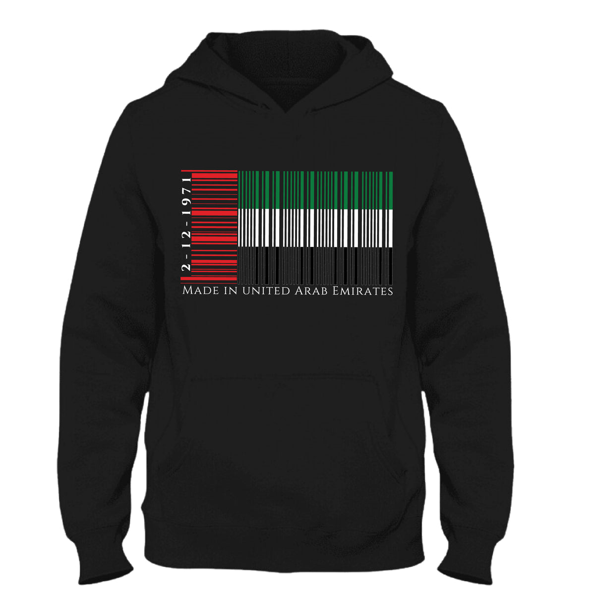 Hoodie UAE (Flag QR Code 1971) 1-pc Only (Kids 4-Years Black)