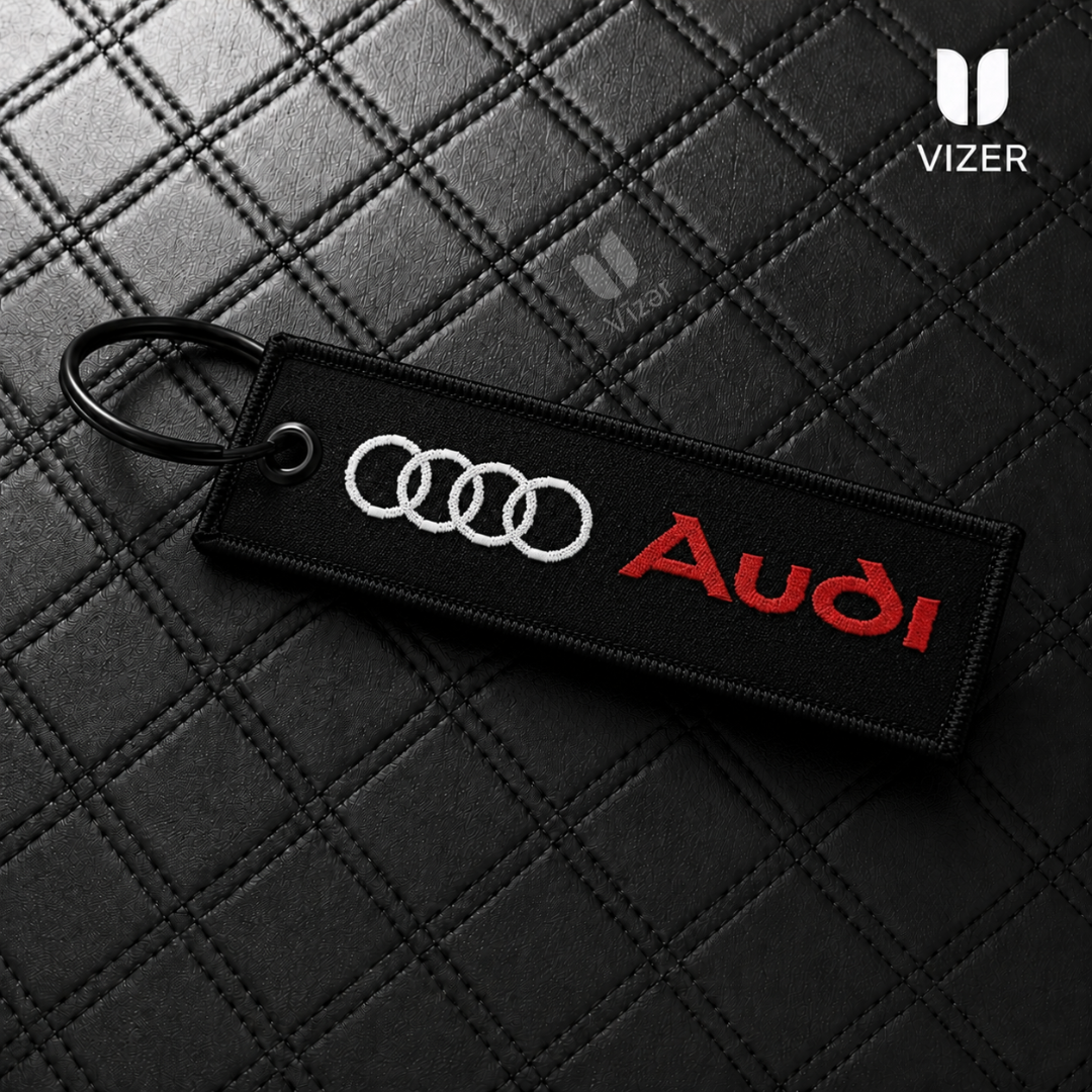 Audi BLACK KEYCHAIN WITH METAL KEY RING