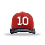 Number 10 Hard Trucker Unisex Cap Black One Size (Red/Navy)