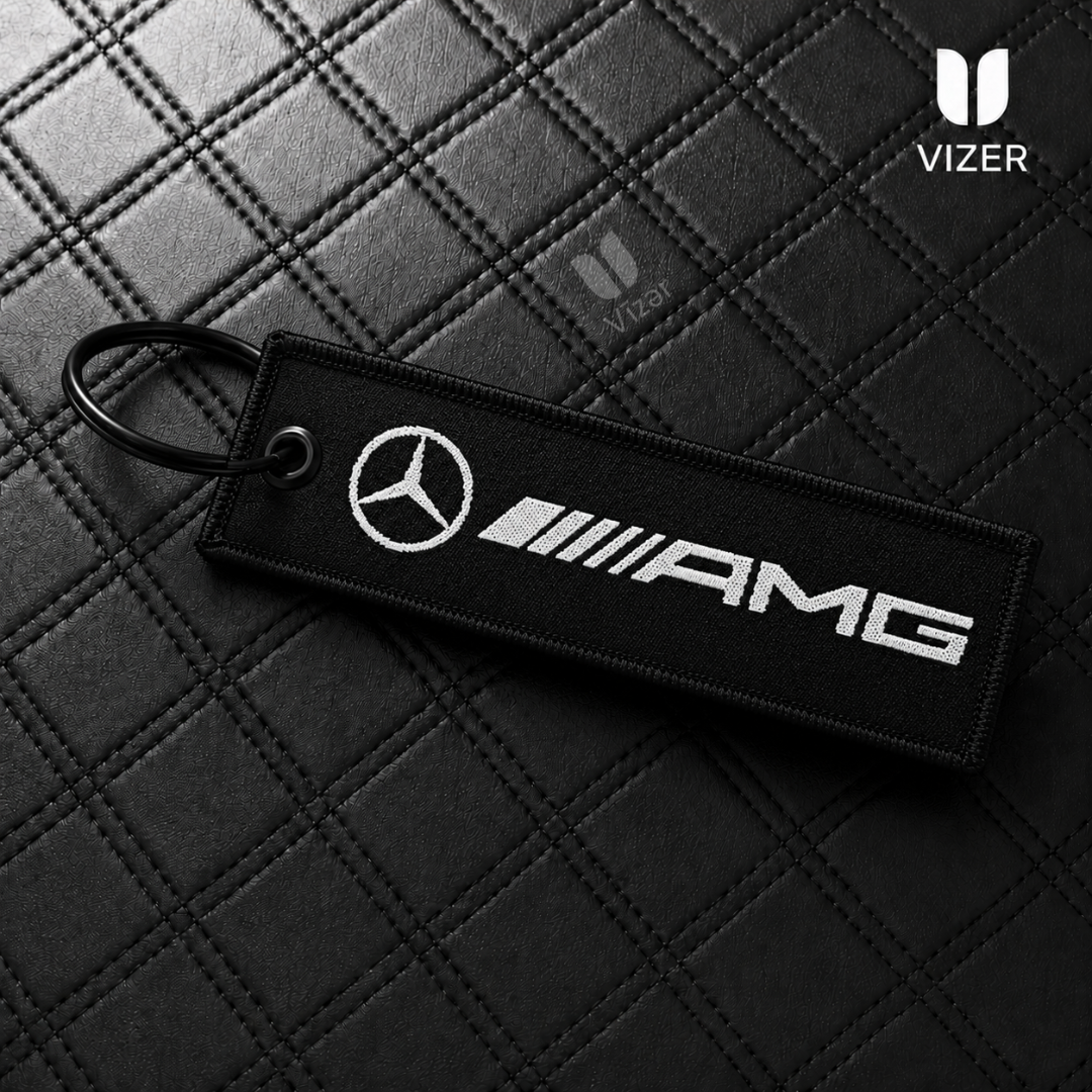 AMG BLACK KEYCHAIN WITH METAL KEY RING