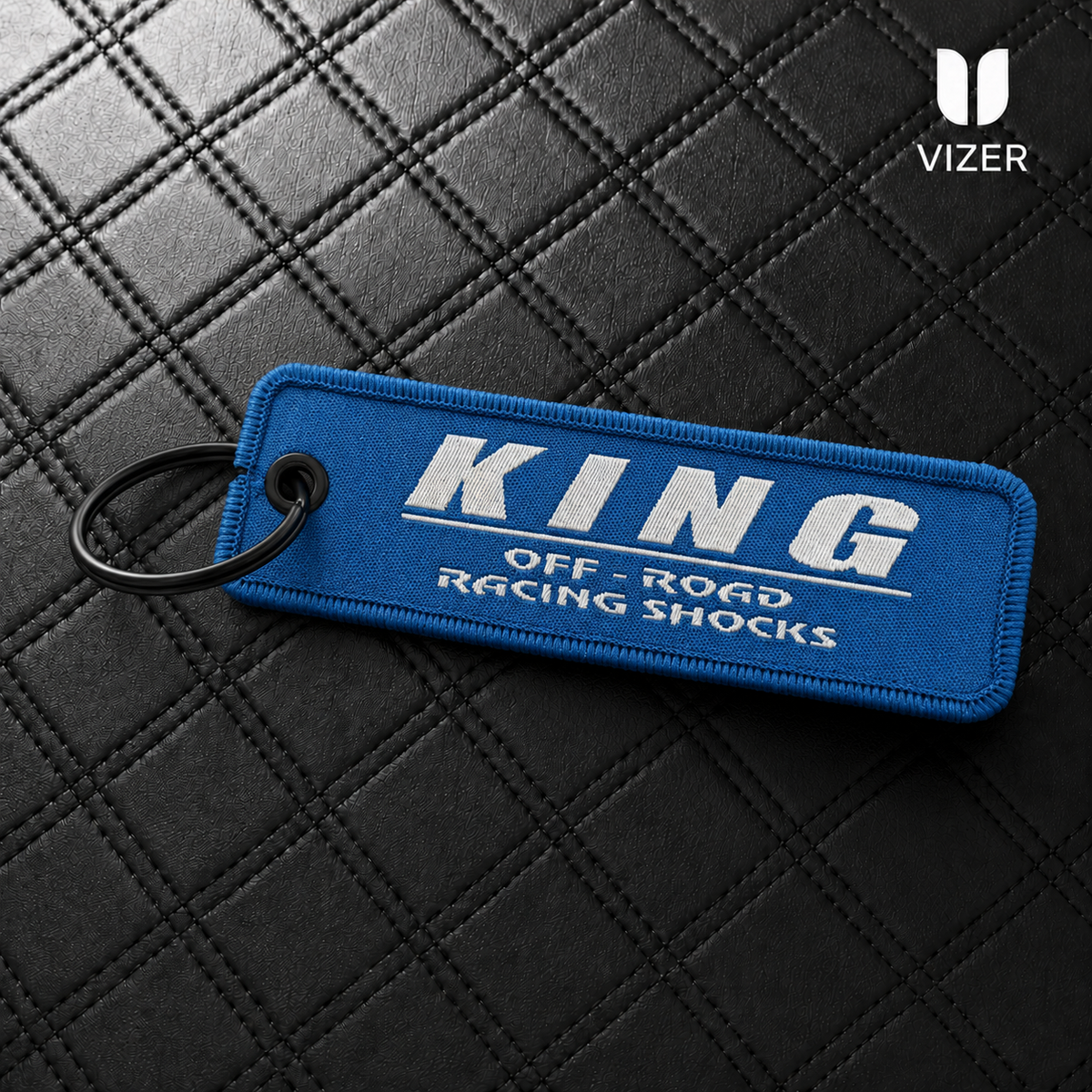 KING BLUE KEYCHAIN WITH METAL KEY RING