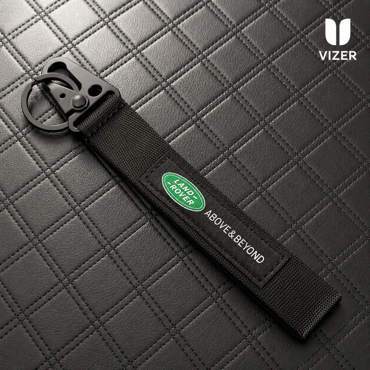 LAND ROVER Black KEYCHAIN WITH METAL KEY RING
