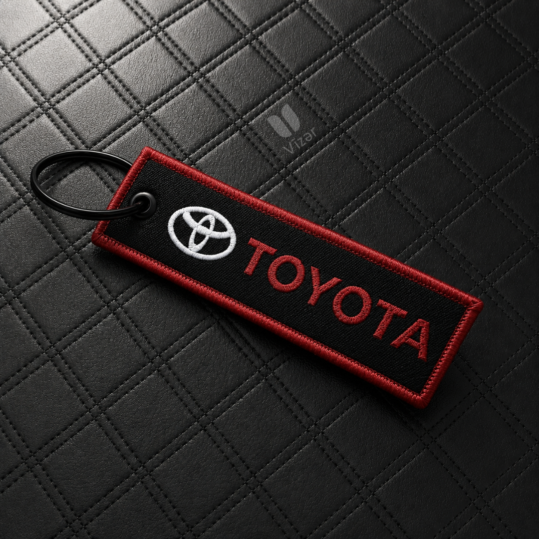 TOYOTA BLACK KEYCHAIN WITH METAL KEY RING