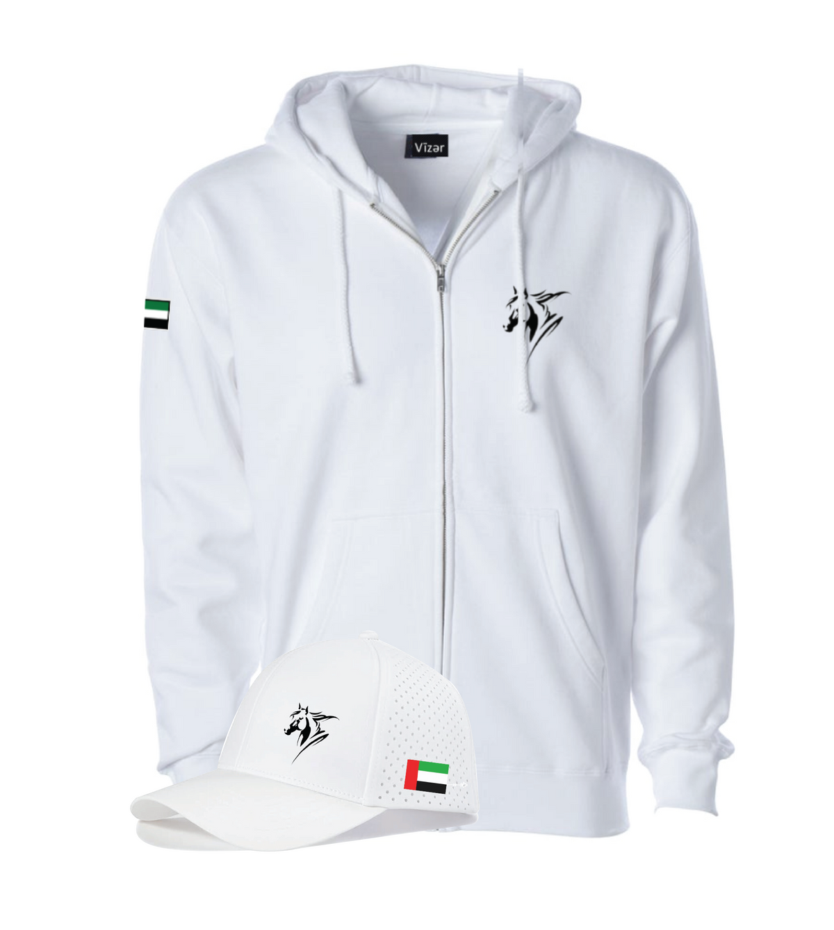 Horse Hoodie Jacket  + Cap _ White